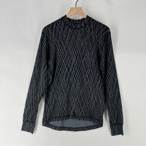 Moira Black and Blue Geometric Stretch‎ Mock Neck Long Sleeve Shirt Mens Size M